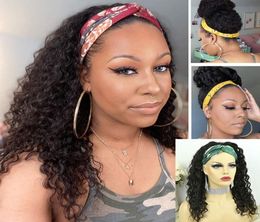 Deep Curly Headband Glueless Wig Human Hair Wigs Remy Brazilian Full Machine Made Wig For Women2081327