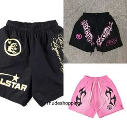 Hellstar Hell Star Mens Summer Hellstar Classic Flame Letter Print Men Women Short Pants Streetwear Terry Fabric Casual Trousers S0da