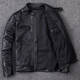new Free shipping.Outlet Brand style motor leather jacket,mens genuine leather coat.plus size black slim cowhide clothes