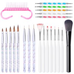 Manicure Set for Nail Art Pen Kit Nail Care Accessories Set Drawing Dotting Liner Pen Dust Brush Manicure Tools