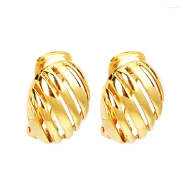 Stud Earrings Punk Oval Hollow Ear Cuff Clip On Gold Colour Without Piercing Pendientes Mujer For Women