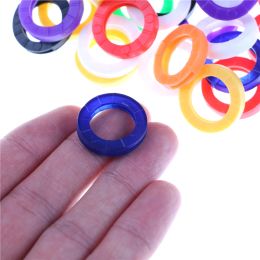 10pcs Key Top Cover Head/Caps/Tags/Label ID Markers Mixed Toppers Silicone Coding Colourful Key Identifier Cover Keyring Rings