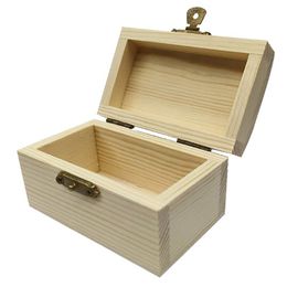 Blank Square Shape Unfinished Wooden Jewellery Gift Box Wood Box Pine Storage For Kid DIY Craft Supplies Vintage Gift Purse Craft