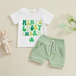 Clothing Sets CitgeeSummer St. Patrick's Day Infant Baby Boys Festival Outfits Clover Letter Print Short Sleeve T-Shirts And Shorts Clothes