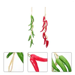 Decorative Flowers 2 Pcs Decor Simulated Chilli Skewers Pepper Simulation Fake Vegetable Black Farmhouse Ornament