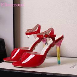 Sandals Summer Fashion Red Pink Women Formal Peep Toe High Stiletto Heel Lady Shoes Plus Small Big Size 12 32 43 46 48