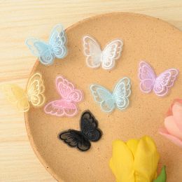 10pcs 5*4cm Double Layer Mesh Lace Butterfly Patches Appliques For Clothes Sewing Supplies DIY Hair Clip Accessories