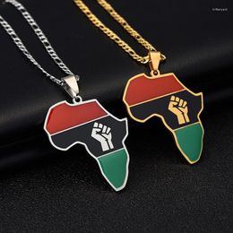 Pendant Necklaces African Map Fist Symbol Stainless Steel Men Women Africa Maps Black Lives Matter Ethnic Jewellery