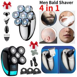 Shavers Men Bald Head Shaver IPX7 Waterproof 5in1 Electric Shavers Razor LED Display Men Grooming Kit Cordless with Nose Hair Trimmer