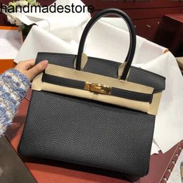 Leather Bk Designer Handbag All Handmade Bag Womens Litchi Toto Calf Bk30cm Elephant Grey Portable