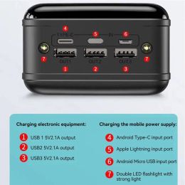 100000mAh Large Capacity Power Bank Mobile Phone Super Fast Charging Power Bank Tablet Phone External Power Supply