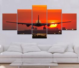 Modular Frame Canvas HD Print Pictures Wall Art 5 Piece Plane Painting Aircraft Take Off Poster Home Decor For Living Room1617632