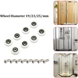 8Pcs Shower Door Roller Replacement Parts Shower Runner Wheels 19/23/25mm Wheel Diameter For Shower Enclosures Steam Cabins
