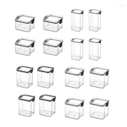 Storage Bottles JFBL 4Pcs Kitchen Sealed Grain Jars Refrigerators Stackable Transparent Fresh-Keeping Boxes