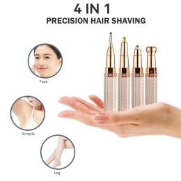 New Electric Razor for Women 4 In 1 Lady Shaver Eyebrow Trimmer Nose Hair Epilator Rechargeable Eyebrow Trimmer Hair Removal