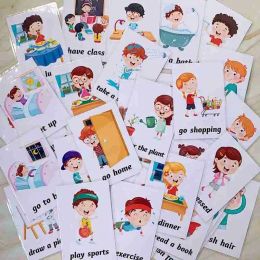 34pcs/set English Word Learning Flash Cards Daily Behaviour Life Training Card Memory Game Children Early Learning Toy