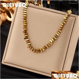 Chains Dieyuro 316L Stainless Steel Gold Colour Triangle Necklace For Women Simple Geometric Chain Girls Jewellery Party Gifts Bijoux Dro Ottdf