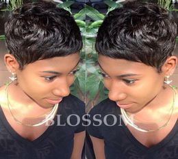 New 130 density none full lace wig Glueless Brazilian virgin Human Natural Hair Short Wigs For Black Women9016038