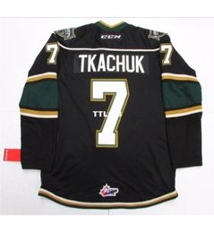 Real Men real Full embroidery 7 Matthew Tkachuk Ohl London Knights Premier 7185 hockey Jersey or custom any name or number HOCKEY1091780