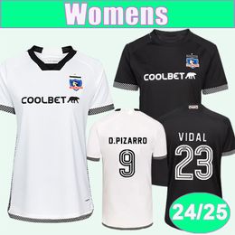 24 25 Colo Colo Womens Soccer Jerseys D.PIZARRO BOLADOS FUENTES VIDAL PAVEZ PALACIOS Home White Away Black Football Shirt Short Sleeve Uniforms