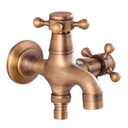 Wall Mounted Faucet Brass Single Cold Sink Tap Vintage Water Tap for Bathroom Washing Machine Sink Mop Pool Outdoor Garden