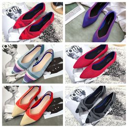 Top Flat bottomed pointed ballet black white soft soled knitted maternity women boat shoe casual and comfortable