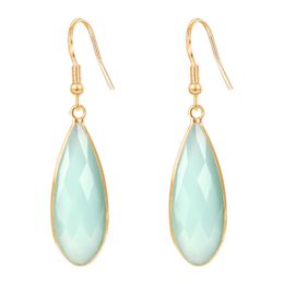 1Pair Vintage Chinese Style Jade Earrings For Women Exquisite Imitation Jade Chalcedony Earrings