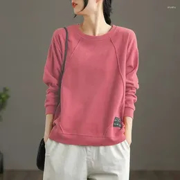 Women's Hoodies Casual Women Clothing Loose Long Sleeve Spring Autumn Fashion Sweatshirts Solid Korean O-Neck Pullovers Versatile Trend Top