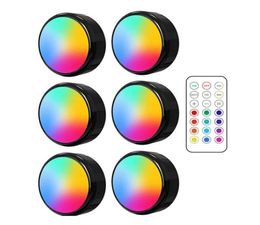 Remote Control LED Puck Lights Dimmable RGB 13 Colours Kitchen Hallway Closet Cabinet Lights Touch Sensor Decor Night Lamp5417452