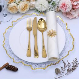 6Pcs Golden Reef Charger Plates Clear Charger Plates Wedding Decoration Party Decor Party SuppliesHoliday Decor Holiday Supplies 240326
