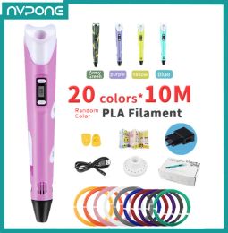 3D Pen Set 3d Printing Pen Drawing Pencil DIY Pens PLA Filament Birthday Christmas Gift For Kids Children Graffti with Charger
