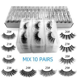 Whole 10 styles 2029 Eyelashes 3d Mink Lashes Natural Mink fake Eyelashes Makeup False lashes 10 pairs7720066