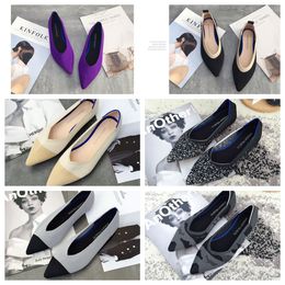 2024 Luxury Flat bottomed pointed ballet black white soft soled knitted maternity womens boat shoe casual and comfortable size 35-41