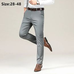 Formal Office Pants Men Thin Ice Silk No Ironing Elastic Plus Size 48 44 Summer Fit Male Straight Suit Dress Business Trousers 240402