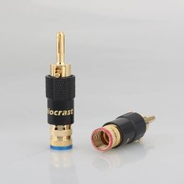 New 4pcs High quality 24K gold Plated Audio speaker Jack Banana Speaker Plug Screw Lock 10mm Cable Wire Connector