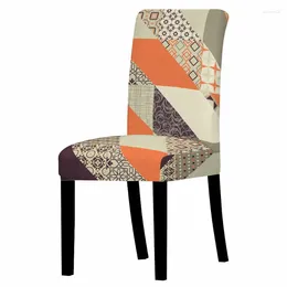 Chair Covers Geometric Print Dining Cover Spandex Kitchen Stretch Protector Home Banquet Decor Accessories