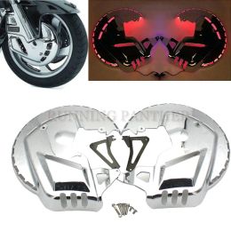 Motorcycle Accessories Chrome Brake Disc Rotors Covers With Red Blue White LED Light For Honda GOLDWING GL1800 2001-2015 2014