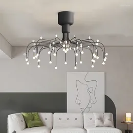 Chandeliers Nordic Creative Flower Shape Living Room Strip Light Luxury Iron Pendant Dining Table Resturant Bedroom Lamps