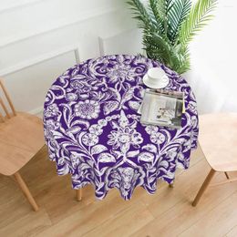 Table Cloth Antique Floral Tablecloth White Purple Protection Round Cover Funny Pattern For Wedding Birthday Party