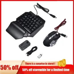 Combos Keyboard And Mouse Combo RGB Backlit OneHanded Keypad Mice with Converter Adapter Set for PS4 PS5 Xbox Nintendo Switch