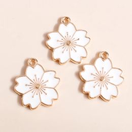10pcs 17*20mm Colourful Enamel Cute Sakaru Flowers Charms for Earrings Necklaces Pendants Handmade DIY Jewellery Making Accessories