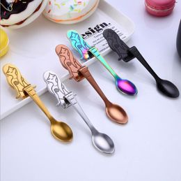 Spoons 304 Stainless Steel Mermaid Spoon 5Colors Coffee Eco Friendly Teaspoon PVD Plated Gold Copper Black Rainbow1352106