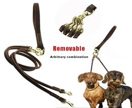 Multifunction 2 Ways Dog Leash Double Two Pet Leather Leads Removable anti twining Walking and Training 2 Small Medium Dogs 210327302027