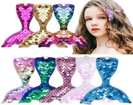 Children039s Duckbill Hairpin Cute Cartoon Mermaid Tail Flip Sequin Fashion Jewelry9580328