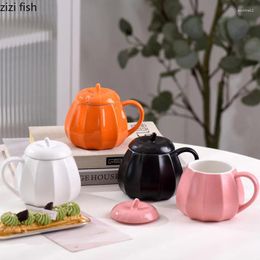 Mugs Halloween Gifts Pumpkin Cup Ceramic Office Coffee Milk Water With Lid Breakfast Cups Tea Mug