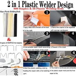 150W Plastic Welder Plastic Welding Kit Car Bumper Repair 800pcs Hot Staples Welding Rods for Car Bumper Plastic Crack Repair