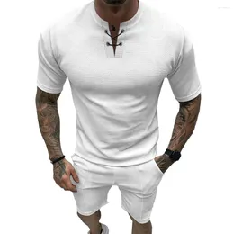 Men's Tracksuits Tracksuit Men T Shirt Solid Colour Sportwear Summer 2Pcs/set Casual M-3XL O Neck Short Sleeve Shorts Daily Holiday