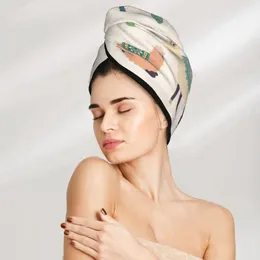 Towel Hand Drawn Llama Alpaca Cactus Hair Bath Head Turban Wrap Quick Dry For Drying Women Girls Bathroom