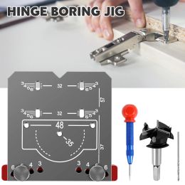 Hinge Punch Locator Aluminum Alloy 35MM Hinge Drill Guide Hinge Template Hinge Opening Tool for Cabinet Cupboard Hinges Mounting