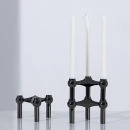 Candle Holders Metal Guest Gift Holder Matches Stand Black Fragrant Candlestick Warmer Porta Velas Oil Burners AB50ZT